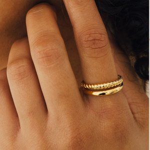 Caitlyn Minimalist Chelsea Duo Twist Ring - gold plated